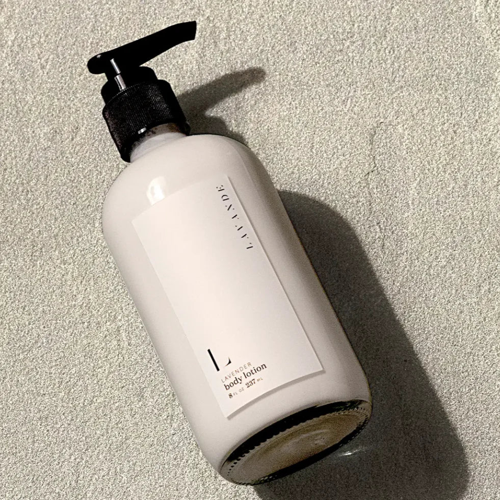 Lavender Body Lotion in Large Glass Bottle